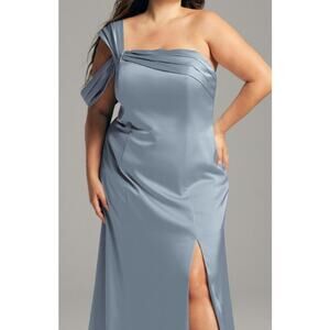 AW BRIDAL 2 XS dusty blue Lenora formal party bridesmaid wedding maxi dress 0b18